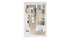 Inviting open-concept floor plan featuring a cozy living area, modern kitchen with island, spacious bedroom, and stylish bathroom.