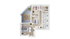 Modern 3D floor plan displaying 3 bedrooms, an open living area, and a stylish kitchen with adjacent balcony.