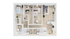 Modern floor plan showcasing three spacious bedrooms, two sleek bathrooms, an open-concept living and dining area, and a stylish kitchen with a breakfast bar.