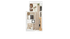 Sleek 1-bedroom apartment floor plan featuring a cozy living area, modern kitchen, and elegant bathroom.