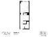 Modern studio floor plan, 468 sq ft, featuring an open layout with a cozy living area, compact kitchen, and a well-designed bathroom in Oliv Tucson.