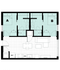 Modern apartment floor plan featuring 2 bedrooms labeled A and B, a sleek open-plan living area, and a well-equipped kitchen with refrigerator and dishwasher.