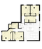 Modern 2D floor plan showcasing 4 spacious bedrooms, an open kitchen with dining area, and a generous living space.