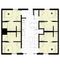Modern apartment floor plan showcasing four bedrooms, spacious open-concept kitchen, and cozy living area.