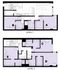 Modern dual-level floor plan featuring 5 bedrooms, open-plan living area, and sleek kitchen, ideal for stylish living.