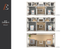 Elegant 3D floor plan of Cottage A, 1984 sq. ft., featuring four luxurious bedrooms on the 2nd and 3rd floors and an open-concept living and dining area on the 1st floor. Ideal for modern living.