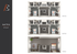 Elegant 3D floor plan of a 4x4 townhome with 2071 sq ft, showcasing three floors with four spacious bedrooms, modern bathrooms, and an inviting open-concept living area.