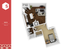 Modern 3D floor plan of a cozy 1-bedroom apartment featuring an open-concept living room, sleek kitchen, and elegant bathroom, spanning 706 sq. ft.