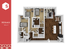 Contemporary 3D floor plan of the 3X3 Grand A model with three bedrooms, open-concept living area, modern kitchen with island, and 1490 sq ft of stylish living space.