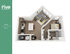 Chic 3D floor plan of a modern 1-bedroom apartment at The Rive Bloomington, featuring an open-concept kitchen and living area, cozy bedroom, and in-unit washer/dryer, spanning 578 sq ft.