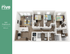 Modern 3D floor plan of The Rive Bloomington featuring 3 bedrooms, 3 bathrooms, a spacious kitchen, and a cozy living area, covering 1000 sq. ft.