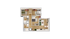 Chic 3-bedroom floor plan featuring a modern open-concept living area, stylish kitchen, and two elegant bathrooms.