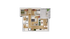 Elegant 3D floor plan featuring three cozy bedrooms, two modern bathrooms, an open-plan living and dining area, and a stylish balcony providing ample natural light.