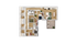 Elegant 3D floor plan showcasing three spacious bedrooms, a modern kitchen, open living area, and a cozy balcony, perfect for contemporary living.