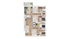Modern floor plan showcasing 3 cozy bedrooms, a spacious living area with chic decor, and a functional open kitchen design.