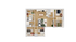 Modern 3D floor plan showcasing 3 cozy bedrooms, open-concept living and dining area, sleek kitchen, and two elegant bathrooms.