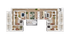 Contemporary floor plan showcasing three elegant bedrooms, a chic living area, gourmet kitchen, and a cozy balcony with seating.