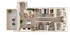 Elegant apartment floor plan showcasing two cozy bedrooms, a stylish open-concept living and dining area, and a modern kitchen. Features a chic outdoor patio for relaxation.