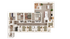 Modern 4-bedroom apartment floor plan with spacious living area, sleek kitchen, and inviting workspaces.