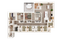 Modern floor plan showcasing 3 bedrooms, spacious living area with balcony, and a sleek kitchen with breakfast bar.