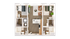 Modern 3D floor plan showcasing an elegant apartment with two bedrooms, cozy living area, and a centrally-located kitchen.
