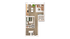 Modern 1-bedroom apartment floor plan featuring an open kitchen, cozy living room, spacious bedroom, and well-designed bathroom.