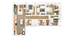 Modern 3D floor plan showcasing a spacious layout with three bedrooms, stylish living area, and sleek kitchen design.