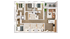 Modern and spacious floor plan showcasing three bedrooms, open living area, sleek kitchen, and a cozy balcony.