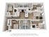 Modern 3D floor plan showcasing 3 bedrooms, 2 luxurious bathrooms, an open-concept kitchen, and a cozy living room with large windows.