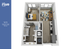 Modern 3D floor plan of a 1-bedroom, 1-bathroom apartment at The Rive Atlanta, showcasing 601 sq ft of stylish living space with an open-concept kitchen and inviting living area.