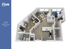 Sophisticated 3D floor plan of 941 sq ft apartment at The Rive, Atlanta, showcasing 2 bedrooms, 2 bathrooms, stylish living area, and modern kitchen.