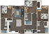 Modern floor plan showcasing 3 bedrooms, open living area, stylish kitchen with island, and two full bathrooms.
