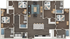 Modern floor plan showcasing 4 bedrooms, 2 bathrooms, with an elegant living area and stylish open kitchen with island seating.