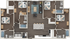 Modern floor plan displaying 4 bedrooms, a spacious open-concept living area, and a sleek kitchen island.