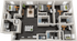 Modern 3D floor plan showcasing four spacious bedrooms, a stylish open-concept living area, chic kitchen with island seating, and two elegant bathrooms, ideal for contemporary family living.