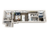 Modern 3D floor plan showcasing a sleek apartment with two elegant bedrooms, a spacious open-concept living area, and a contemporary kitchen. Includes convenient laundry facilities and stylish bathrooms.