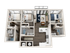 Modern 3D floor plan of a sophisticated apartment with 3 bedrooms, sleek kitchen, and an inviting open living space, designed for comfort and style.