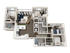 Modern 3D floor plan showcasing three spacious bedrooms, an elegant open-concept living room, sleek kitchen, and two contemporary bathrooms, designed for comfort and style.