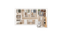 Modern 4-bedroom apartment floor plan featuring a spacious living area and open kitchen layout, perfect for comfortable living.