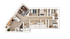 Contemporary 4-bedroom floor plan with an open kitchen, cozy living area, and stylish bathrooms.