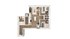 Modern apartment floor plan with two cozy bedrooms, a stylish open living space, and a sleek kitchen layout. Perfect for comfortable urban living.