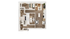 Contemporary floor plan showcasing 2 cozy bedrooms, a spacious open kitchen, elegant living area, and a functional dining space.