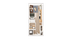 Chic studio apartment floor plan with cozy living area, modern kitchen, and elegant bathroom.