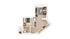 Modern 3D floor plan featuring 1 bedroom, open living area, and sleek kitchen with ample cabinetry.