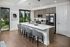 Island kitchen with stainless smart refrigerator and appliances