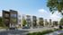 Modern three-story apartment complex with stylish balconies, lush landscaping, and ample parking in a serene neighborhood setting.