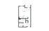 Contemporary studio apartment floor plan with balcony, open living area, kitchen, bath, and closet.