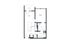 Modern one-bedroom apartment floor plan with spacious living area, kitchen, bathroom, and balcony.