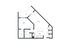 Contemporary one-bedroom apartment floor plan with an open living area, balcony, kitchen, and bathroom.