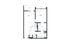 Contemporary one-bedroom apartment floor plan featuring a spacious living area, kitchen with island, large bedroom, bathroom, and balcony.